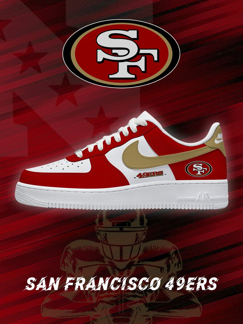 San Francisco Football Custom Air-Style Sneakers